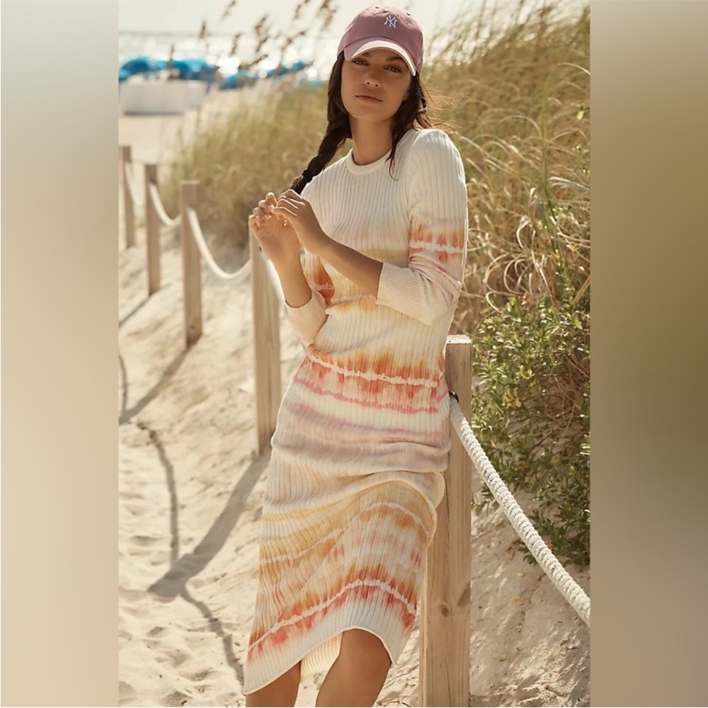Anthropologie Daily Practice High Tide Midi Dress | Ivory Pattern | XL | NWT